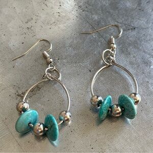 Wired Silver and Turquoise Beaded Earrings